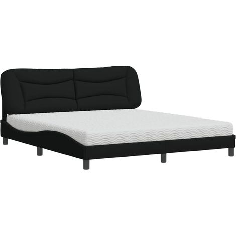 Maison Exclusive - Letto con Materasso Hvar Nero 180x200 cm in Tessuto (1/5)
