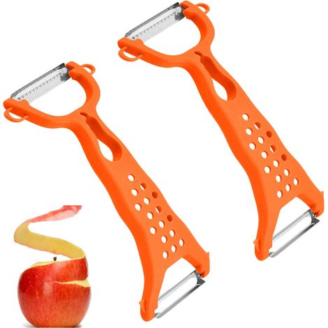 2 Pièces Eplucheur Légumes, Econome a Julienne, Légumes Fruits Peeler Parer, Éplucheur De Fruits Et Légumes à Double Tête, Épluche Et Râpe à Double Usage, Râpe Pour Carottes, Pommes, Concombres (1/5)