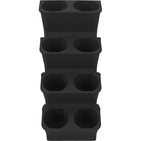 Ensemble de 4 pots d'arrosage empilables, support à bonsaï double couche, robuste et peu encombrant, idéal pour le salon, la terrasse, le balcon, le jardin, vert/noir/blanc (1/4)
