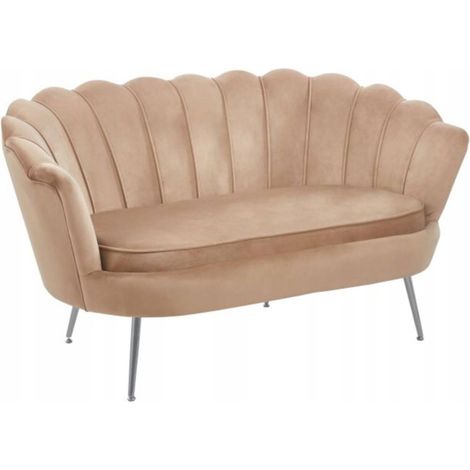 Samtsofa Golden Legs Zweisitzer Polstersofa Cappuccino Furnitex (1/5)