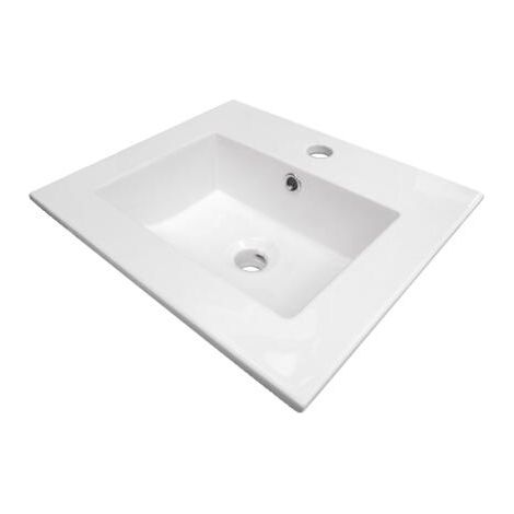 ONDEE ZEN - Plan vasque à encastrer KIO - Blanc - 45x40cm - Céramique - Avec trop plein (1/5)