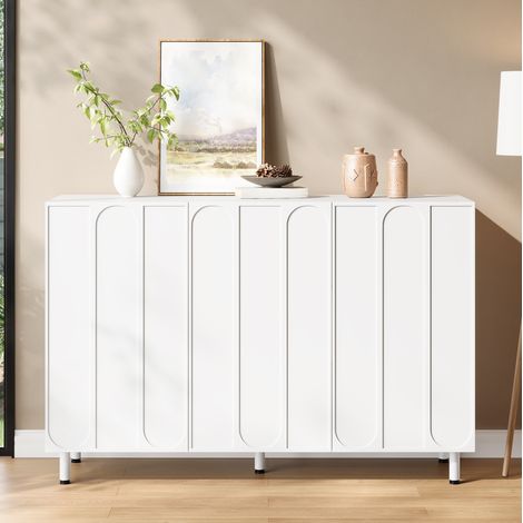 CHICFURN Zapatero 2 en 1 120x37x80 cm en MDF y aglomerado blanco, 3 puertas, cerrado (1/5)