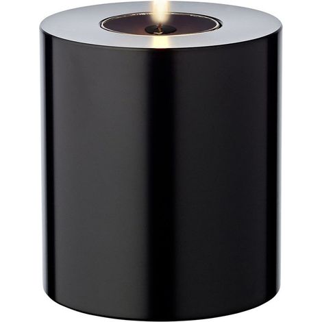 Bougie Chauffe-Plat Permanente Photophore Réutilisable en Plastique Aspect Cire Noir 15 x 8 cm - PANGIVO