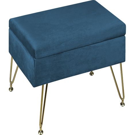 Pouf Contenitore Poggiapiedi Velluto Con Struttura Circolare Cromata Oro Elegante Imbottito Sgabello Per Toeletta Mobile Trucco Ottomano Ingresso Camera Da Letto Soggiorno Salotto Rotondo Petrolio