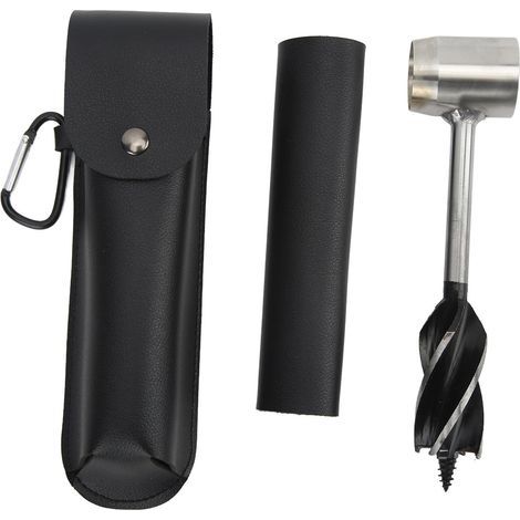 Handbohrer-Set aus Edelstahl, tragbarer, multifunktionaler Handbohrer mit Aufbewahrungstasche, schwarze PU-Ledertasche (1/5)