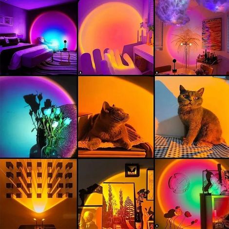Lampe projecteur d'ambiance 16 couleurs, rotation à 180°, télécommande, lumière de projection RGB pour chambre à coucher (1/5)