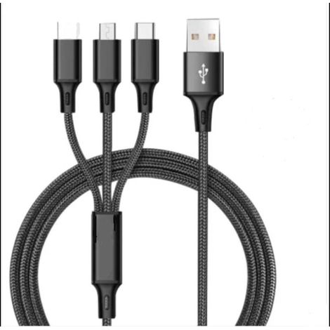 Câble de charge rapide tressé en nylon 3 en 1 - Câble de données USB Micro/USB Type-C/Lightning USB pour smartphones (1/5)