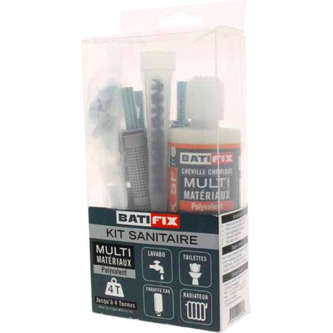 Kit scellement chimique Kitchim Sanit Pl 165Ml - 4Tam 12X50/16X130 - 4Tig 6X70/10X160 - 4Exc M10 - 2Can
