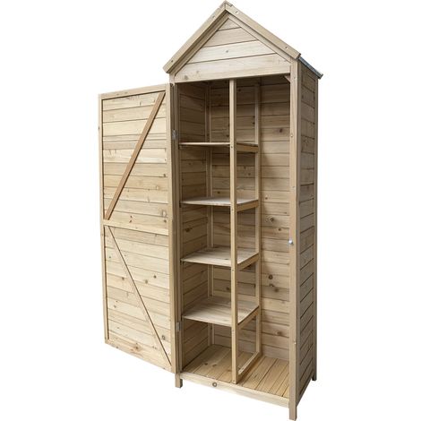 Armario Multiusos para Jardín Gardiun Candy 35x70x177 cm en Madera con Puerta Abatible y Cerrojo  Cubierta de Acero Galvanizado