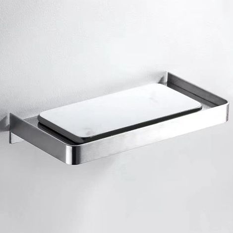 Porte-papier toilette et porte-téléphone mural en acier inoxydable argenté, avec étagère suspendue, gain de place, pour salle de bain (1/4)
