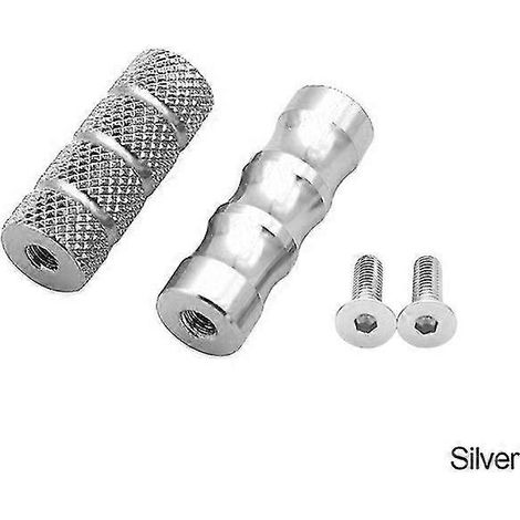 2 Stück Motorrad-CNC-Universal-M6-Schalthebel-Fußrasten, Bremspedal-Schalthebel, Fußrasten, Motorrad-Fußrasten, Aluminium – Silber (1/5)