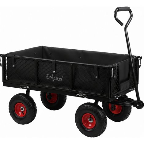 Zelsius Bollerwagen, 350 kg Tragkraft, 105 Liter, Schwarz/Rot, Handwagen Luftbereift, Transportwagen (1/5)