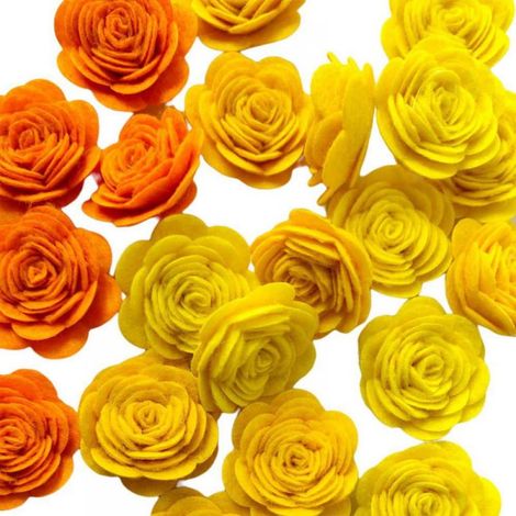 Fleurs Artificielles - Roses En Feutrine Non Tissée - 3 Cm - Auto-Adhésives - Décoration DIY - 24 Pièces (1/5)
