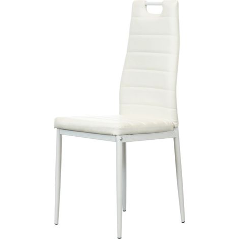 sedia da pranzo "lanzarote" in ecopelle bianco 42x49x97 cm (1/4)