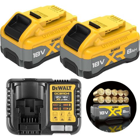 Dewalt DCB1880 8.0ah x 2 18v XR Lithium Ion Battery Tabless + DCB1104 Charger (1/3)