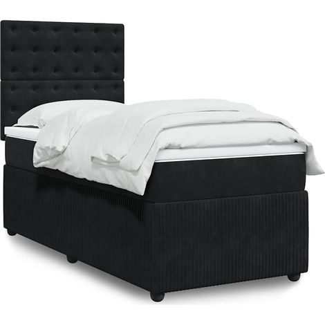 Boxspringbett mit Matratze Schwarz 100x200 cm Samt