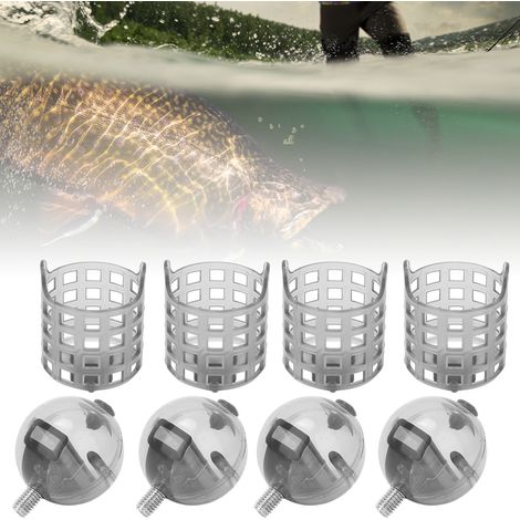 4 Pièces Cage à Appâts de Pêche Portative en Plastique PE avec Poids et Leurres