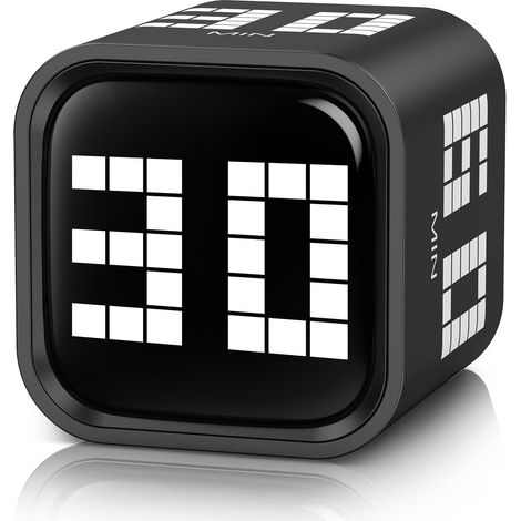 Minuteur Numérique Cubique, Minuteur à Rotation par Gravité Amélioré Rechargeable avec Ecran LED, Alarme Sonore Réglable pour Cuisine, Etudes, Sport et Travail
