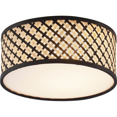 QAZQA Lampada da soffitto tremmo - Orientale - Bamboo,Plastico - Legno/Nero/Bianco - Tondo Max. 1 x Watt