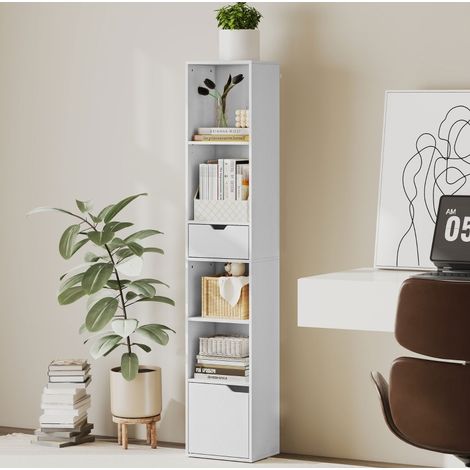 Mobile libreria con cassetto e anta in legno bianco OKMYHOME (1/5)