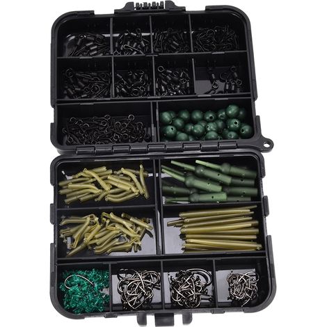 Kit de pêche à la carpe de 421 pièces comprenant bouillettes, appâts, maillons à vis, émerillons et manchons d'hameçon. (1/5)