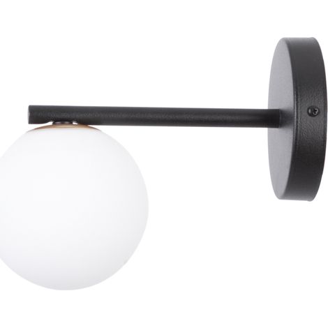 Applique minimal nera con globo vetro bianco Gama G9 Sigma