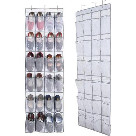 1 Pièce Range chaussures à suspendre sur la porte, sac de rangement suspendu avec 24 poches, rangement de chaussures suspendu, organiseur de suspension multifonction pour chambre à coucher, salle de b (1/4)