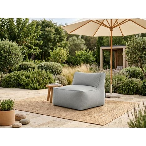 BOBOCHIC - Chauffeuse 1 place sans accoudoir pour canapé de jardin modulable RIVIERA Gris clair (1/5)