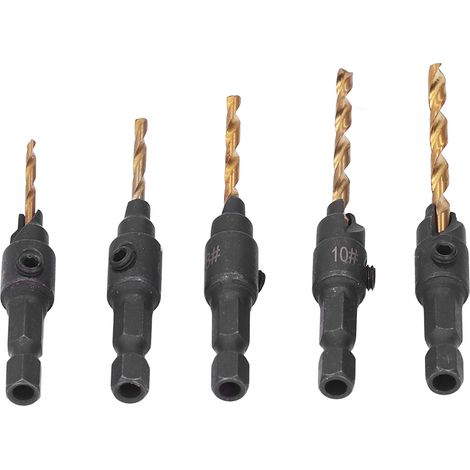 5-teiliges Senkbohrer-Set mit 1/4-Zoll-Sechskantschaft aus HSS-Stahl für die Holzbearbeitung (1/5)