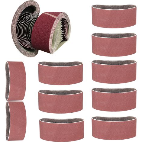 6 bandes abrasives 100 x 915 mm, grains 60 à 320, oxyde d'aluminium, revêtement anti-obstruction, pour ponceuses à bande (1/5)