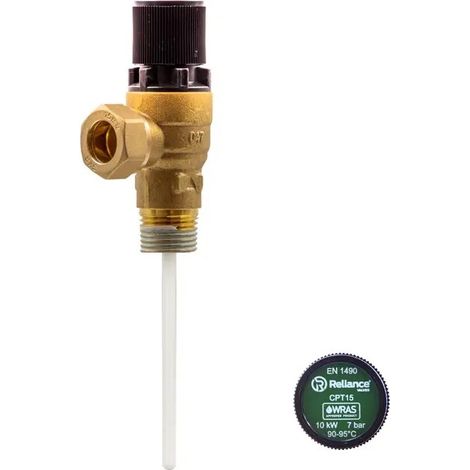 Reliance RWC 1/2 MBSP x 15mm CPT15 Pressure & Temperature Relief Valve 7 Bar PTEM540010 (1/2)
