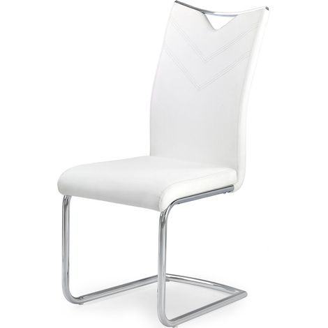 Chaise design métal et éco-cuir Octavia - Blanc