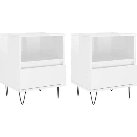 Maison Exclusive - Comodini 2pz Bianco Lucido 40x35x50 cm in Legno Multistrato