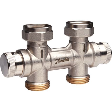 Répartiteur auto-équilibrant RLV-KDV pour radiateur Femelle 3/4" (20/27) par le sol - raccordement Mâle 3/4" (20/27) - Danfoss (1/2)