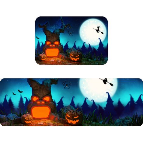 Halloween-Küchenmatten, 2er-Set bequeme Küchenmatten und Teppiche