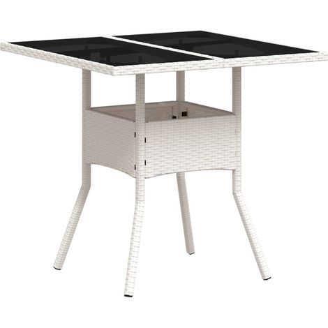 Maison Exclusive - Gartentisch mit Glasplatte Weiß 80x80x75 cm Po