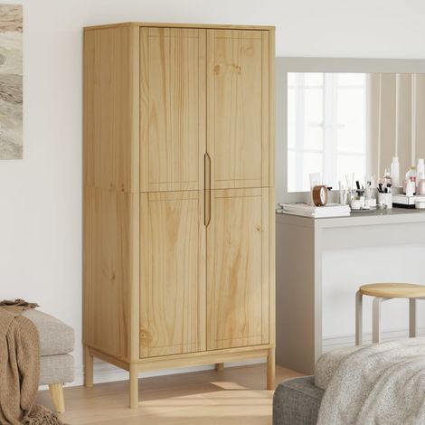 Armario FLORO madera maciza de pino marrón cera 77x53x171 cm vidaXL (1/5)