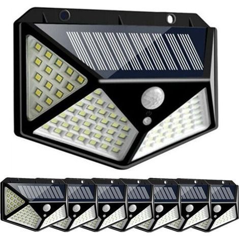 Juego de 8 focos solares, 100 LED, resistentes al agua IP65, para exteriores. (1/5)