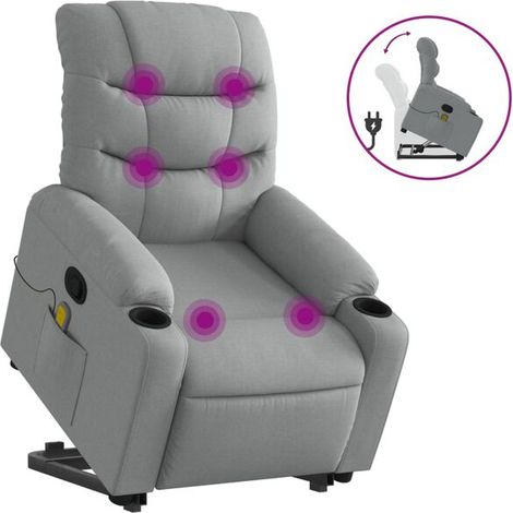 Chaise longue en tissu gris clair avec fonction de massage intégrée – Relaxation complète, dossier réglable et repose-pieds escamotable (1/5)