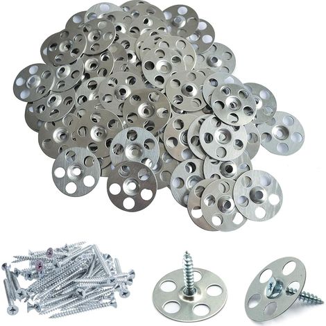 Lot de 100 rondelles en acier inoxydable de 36 mm – Fixations pour panneaux en mousse, fixations GoBoard avec vis pour panneau arrière de carrelage, plaque de plâtre, plancher de grenier (1/5)