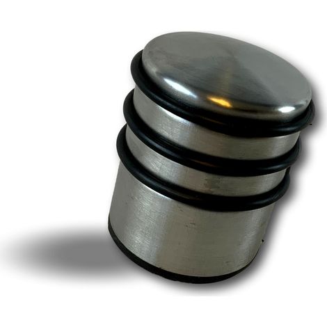 Arrêt de porte  Cylindre acier poli lourd avec bandes caoutchouc de protection - Quantité x 1 - Cylindre 1 kg (1/5)