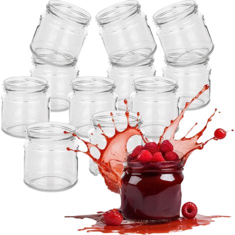 Tarros de cristal para conservas sin tapa, 220 ml x 12 unidades (1/4)