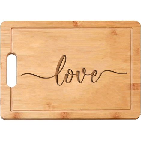 Planche en bambou "LOVE" – Message gravé, cadeau Saint-Valentin (1/5)