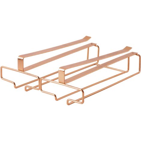 Support Verre À Vin - Support Suspendu Sous Placard - En Fer - 21,6 x 26 x 4,6 cm - Noir Or Rose Or - Lot de 1 (1/5)