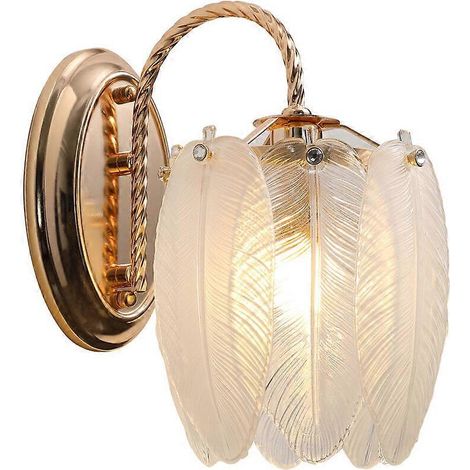 Glazen wandlampen met verenmotief, luxe Franse wandlamp, dimbare nachtlampjes voor de slaapkamer, wanddecoratie voor de woonkamer. (1/4)