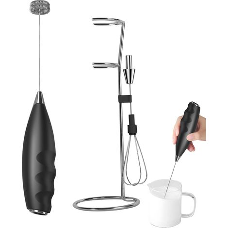 Elektrischer Milchaufschäumer, Hand-Kaffeemixer, batteriebetriebener Getränkerührer, Schneebesen aus Edelstahl, kabelloser Milchschaumbereiter für Espresso Latte (1/5)