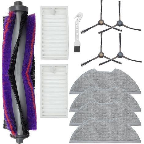 1 Kit accessoires, 1 brosse principale, 4 brosses latérales, 2 filtres HEPA, 4 chiffons, pour Eureka NERE10s E10S Obode A8 Midea M9 (1/5)