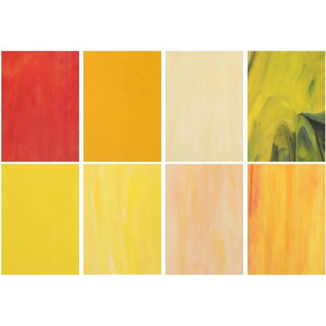 8 Feuilles de Verre Coloré, 4 x 6 Pouces, Assortiment de Carreaux de Verre Mosaïque pour Projets Diy Décoration Maison, Série Jaune (1/5)