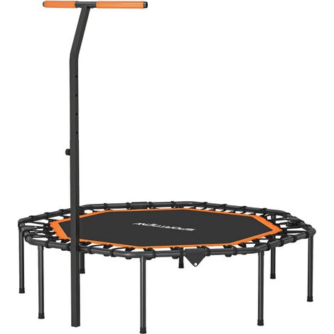 Trampolín fitness con manillar regulable, plegable, silencioso, para interior, acero, negro (1/5)
