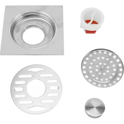 Drain de Sol de Douche carré de 11 Cm4 Pouces en Acier Inoxydable 304 4,3 X 4,3 Pouces Drain de Sol de Douche pour Tuyaux de 50 Mm à 110 Mm Salles de Bains Balcons Hôtels (1/5)